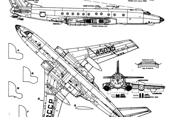 Tupolev Tu-124V drawings (figures) of the aircraft